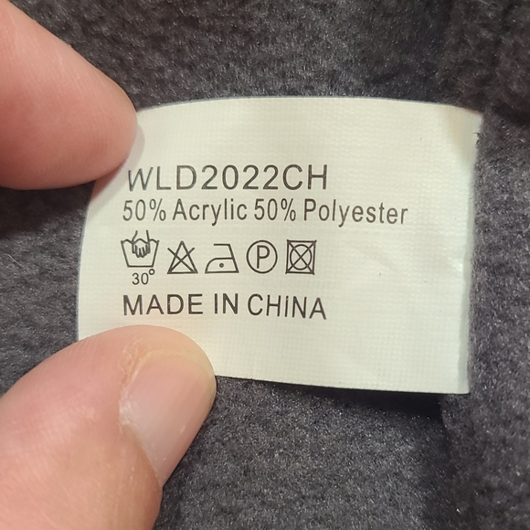 Snap-on Gray Knit Beanie Hat with Fleece Lining | Red Stripe | One Size - Picture 8 of 8